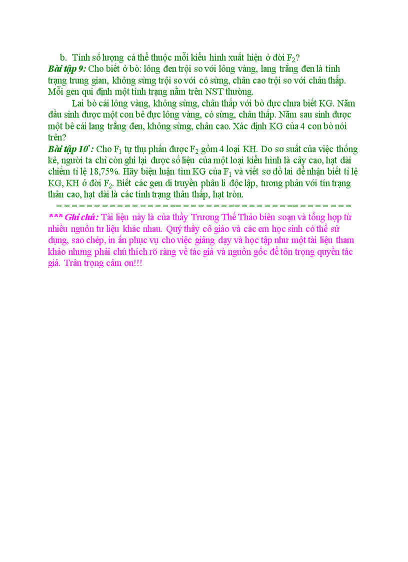 image for page Bài tập về lai 2 cặp tính trạng