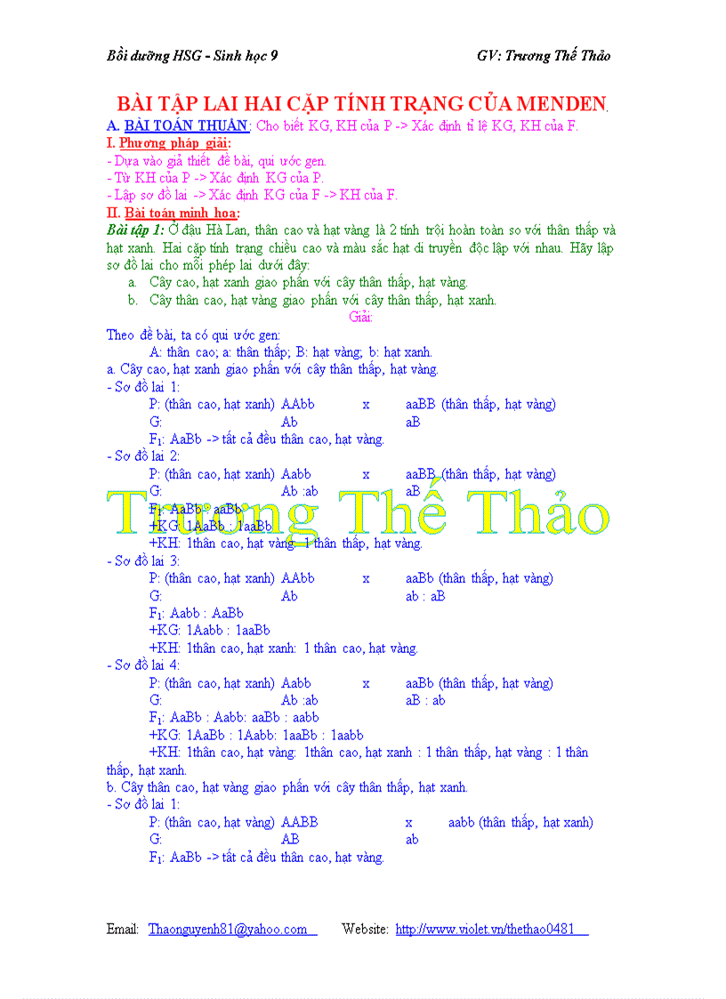 image for page BDHSG Lai 2 cặp tính trạng phân li độc lập