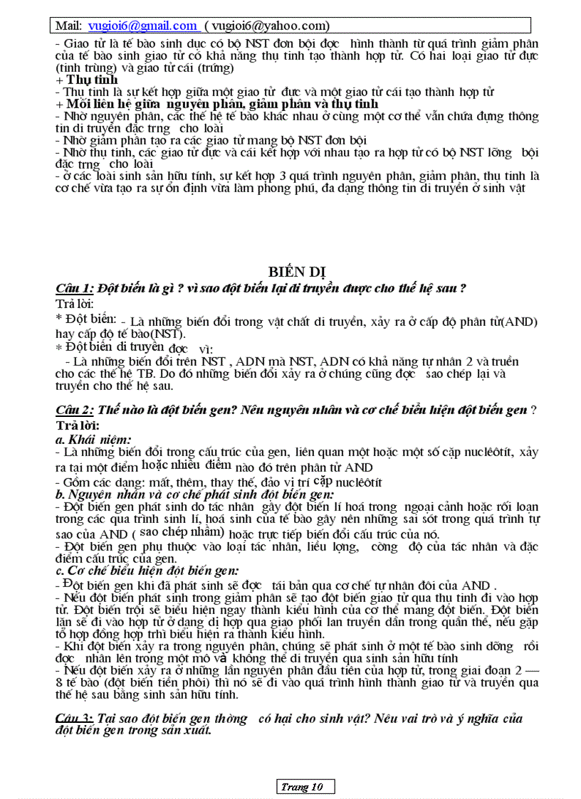 image for page Câu hỏi lí thuyết ôn tập sinh 9 vào THPT Phần 3