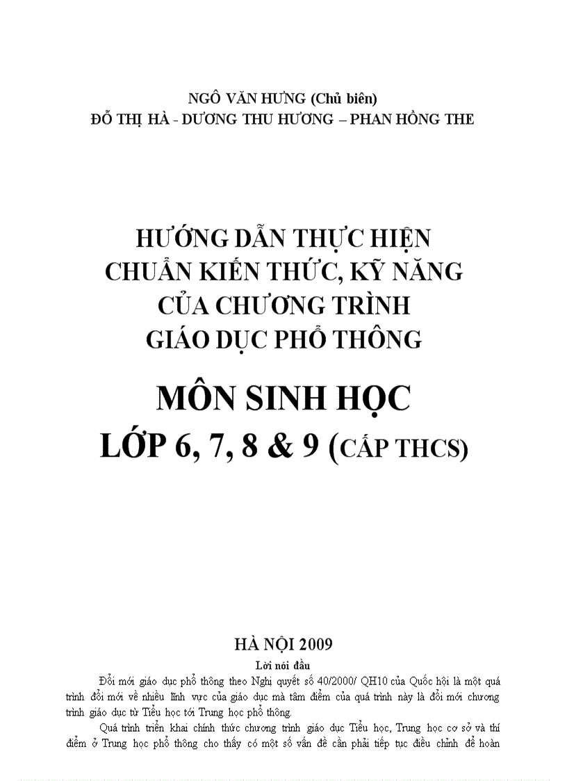 Chuẩn kiến thức Sinh học 9 1