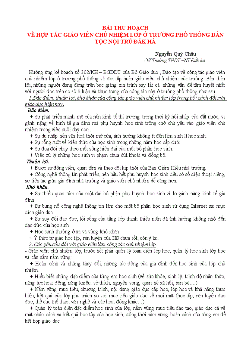 image for page Công tác giáo viên chủ nhiệm