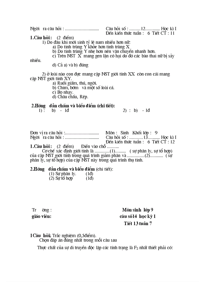 image for page Câu hỏi trắc nghiệm sinh 9 1