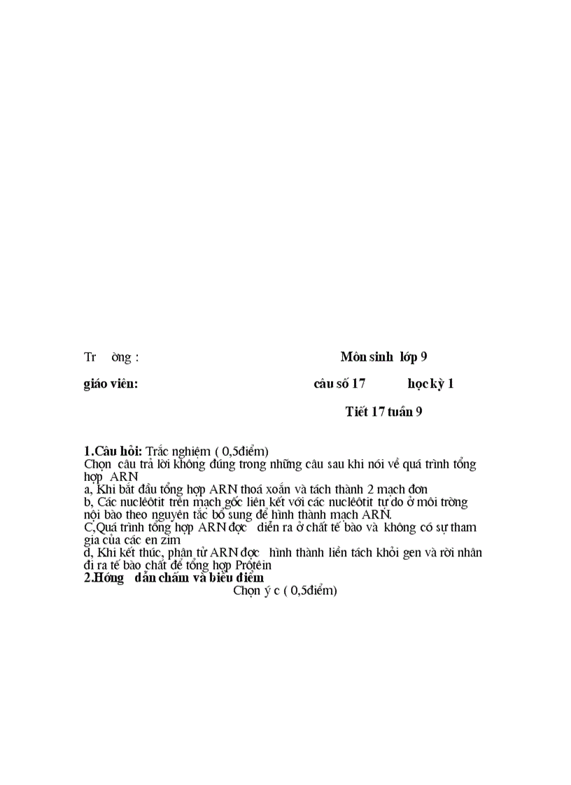 image for page Câu hỏi trắc nghiệm sinh 9 1