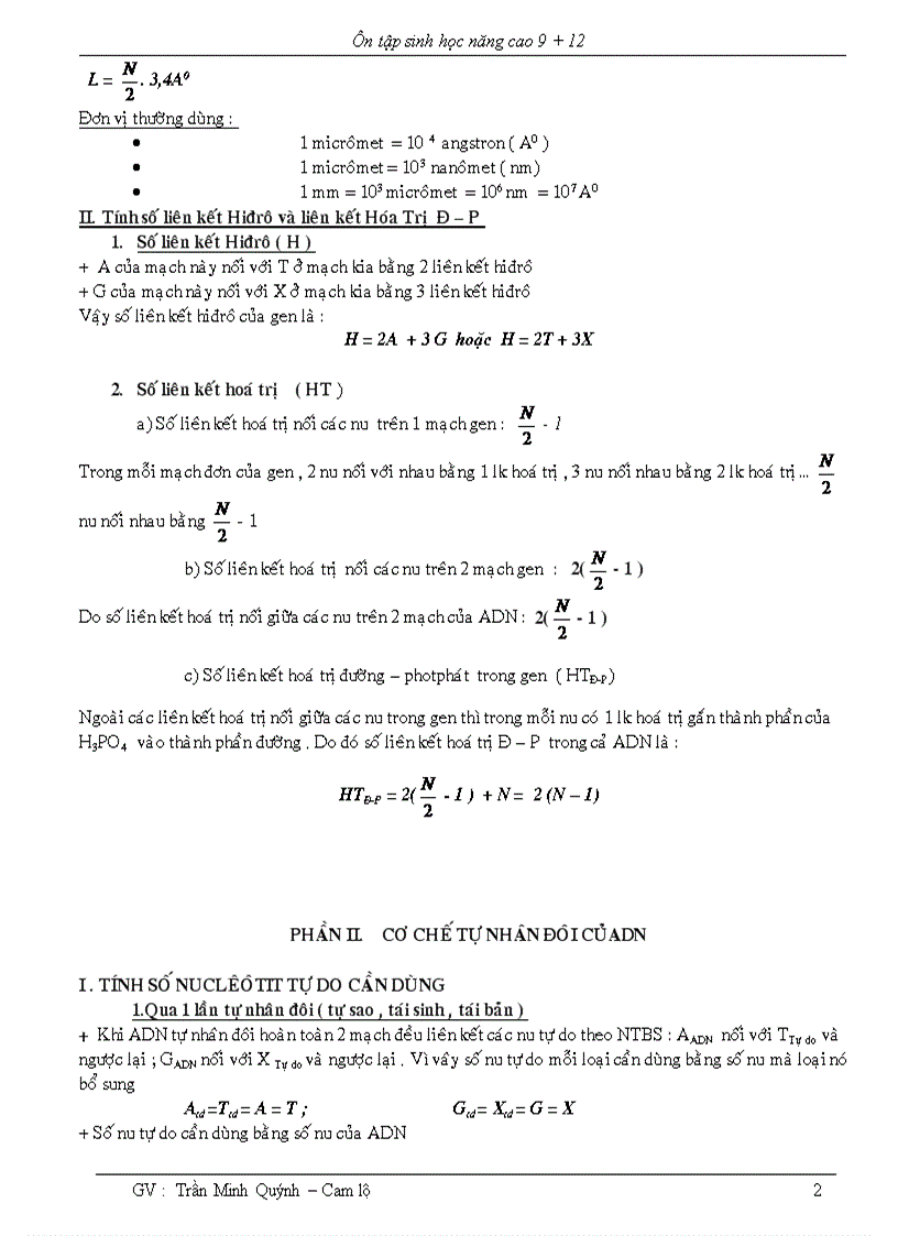 Công thức sinh học 1