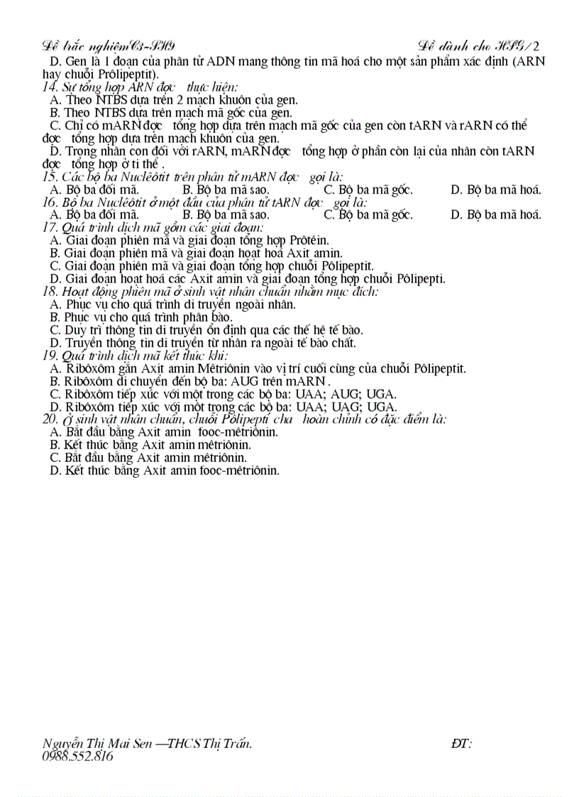 image for page De KT trac nghiem chuong III SH