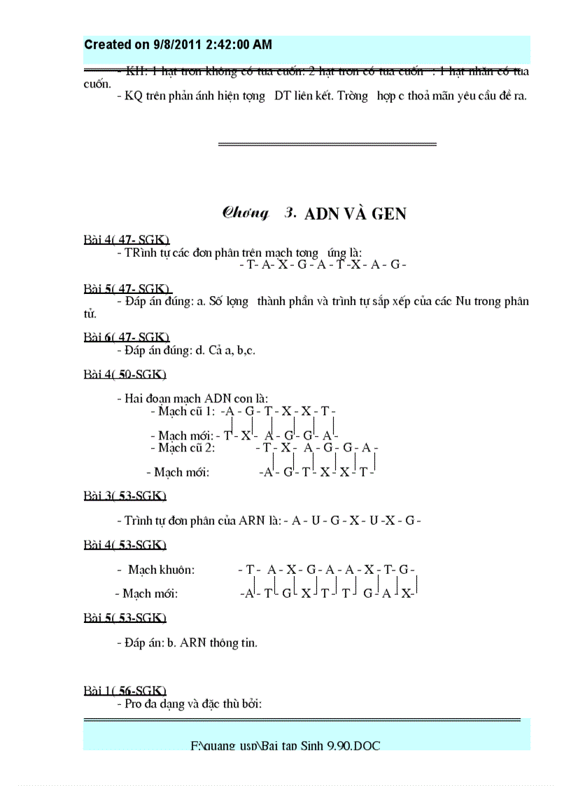 image for page Giải các dạng cau hỏi bài tập sinh 9 SGK