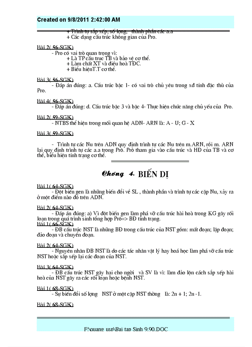 image for page Giải các dạng cau hỏi bài tập sinh 9 SGK