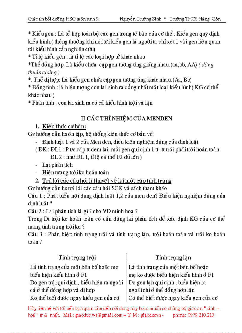 image for page Giáo án bồi dưỡng Học sinh giỏi môn sinh 9 2009