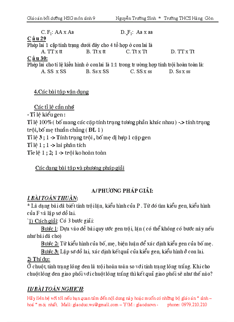 image for page Giáo án bồi dưỡng Học sinh giỏi môn sinh 9 2009