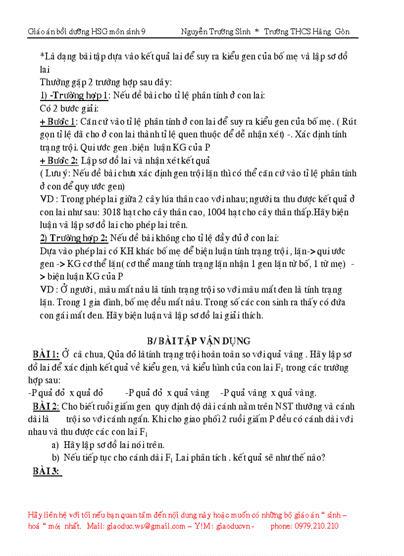 image for page Giáo án bồi dưỡng Học sinh giỏi môn sinh 9 2009