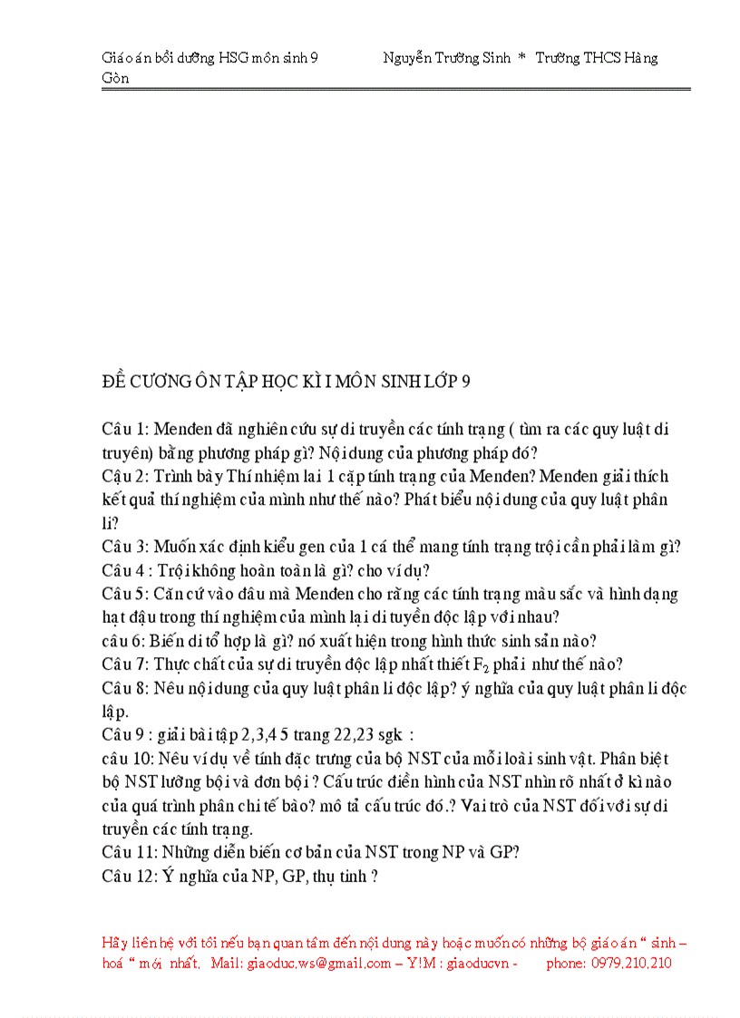 image for page Giáo án bồi dưỡng Học sinh giỏi môn sinh 9 2009