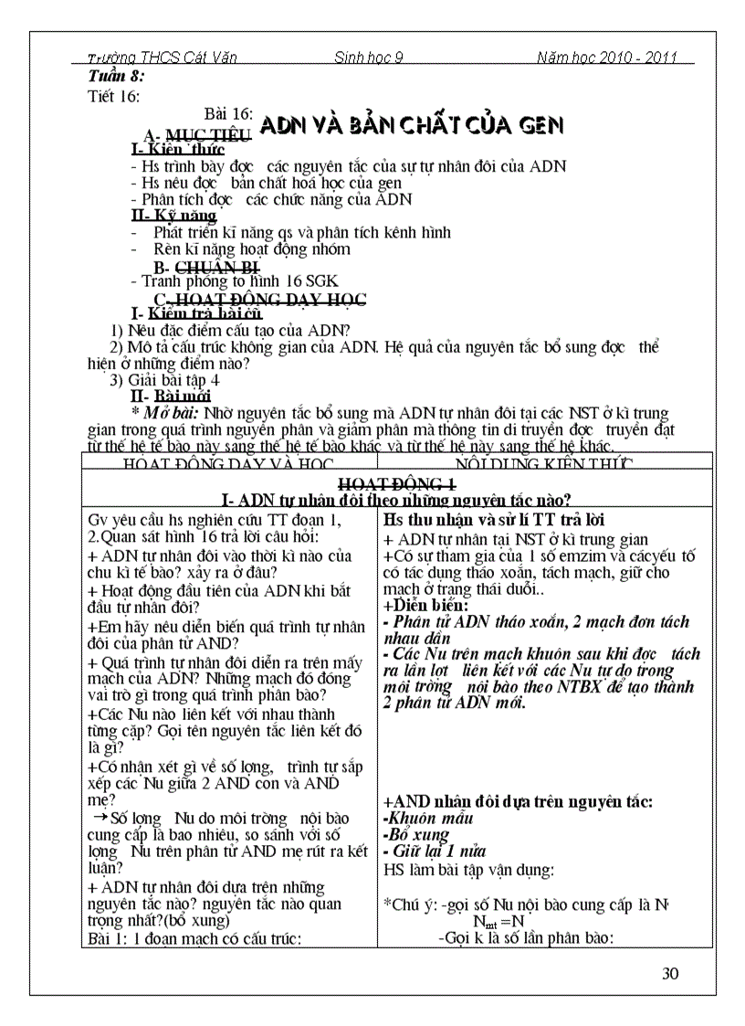 image for page Giáo án sh 9 2 Cột