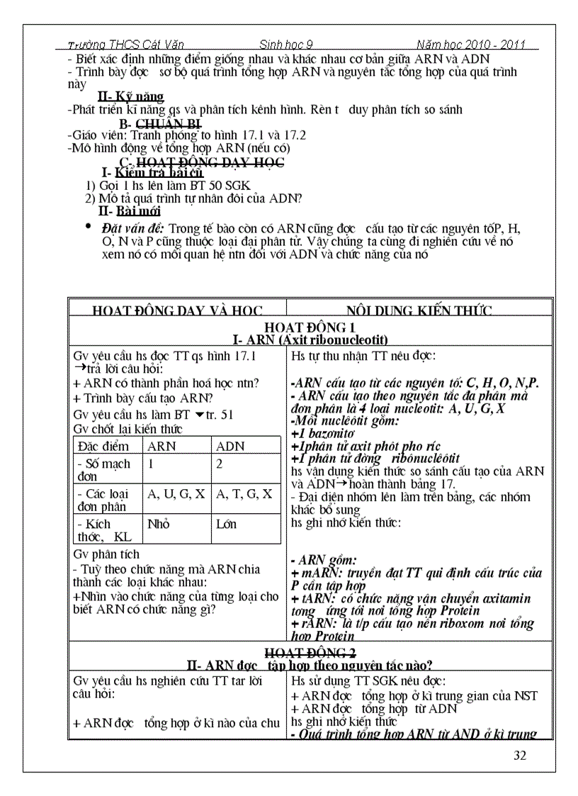 image for page Giáo án sh 9 2 Cột