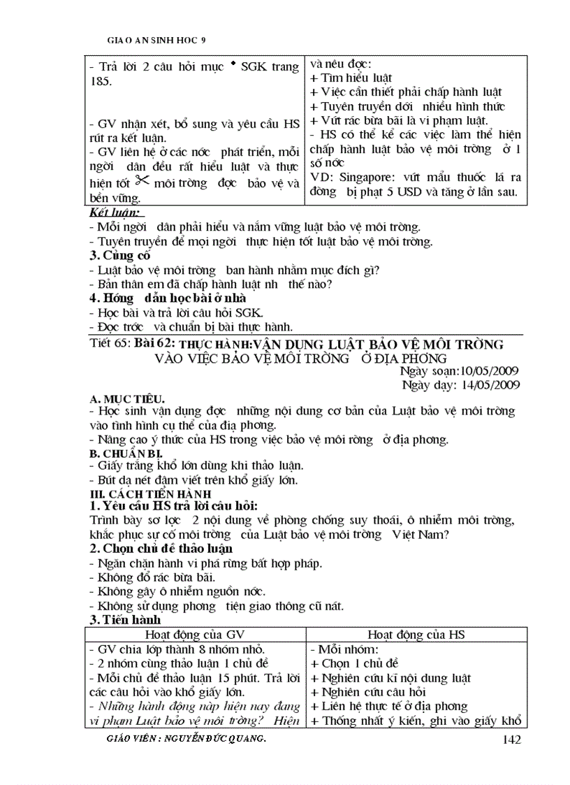 image for page Giao an sinh 9 2 cot 70 tỉet