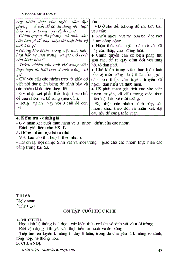 image for page Giao an sinh 9 2 cot 70 tỉet