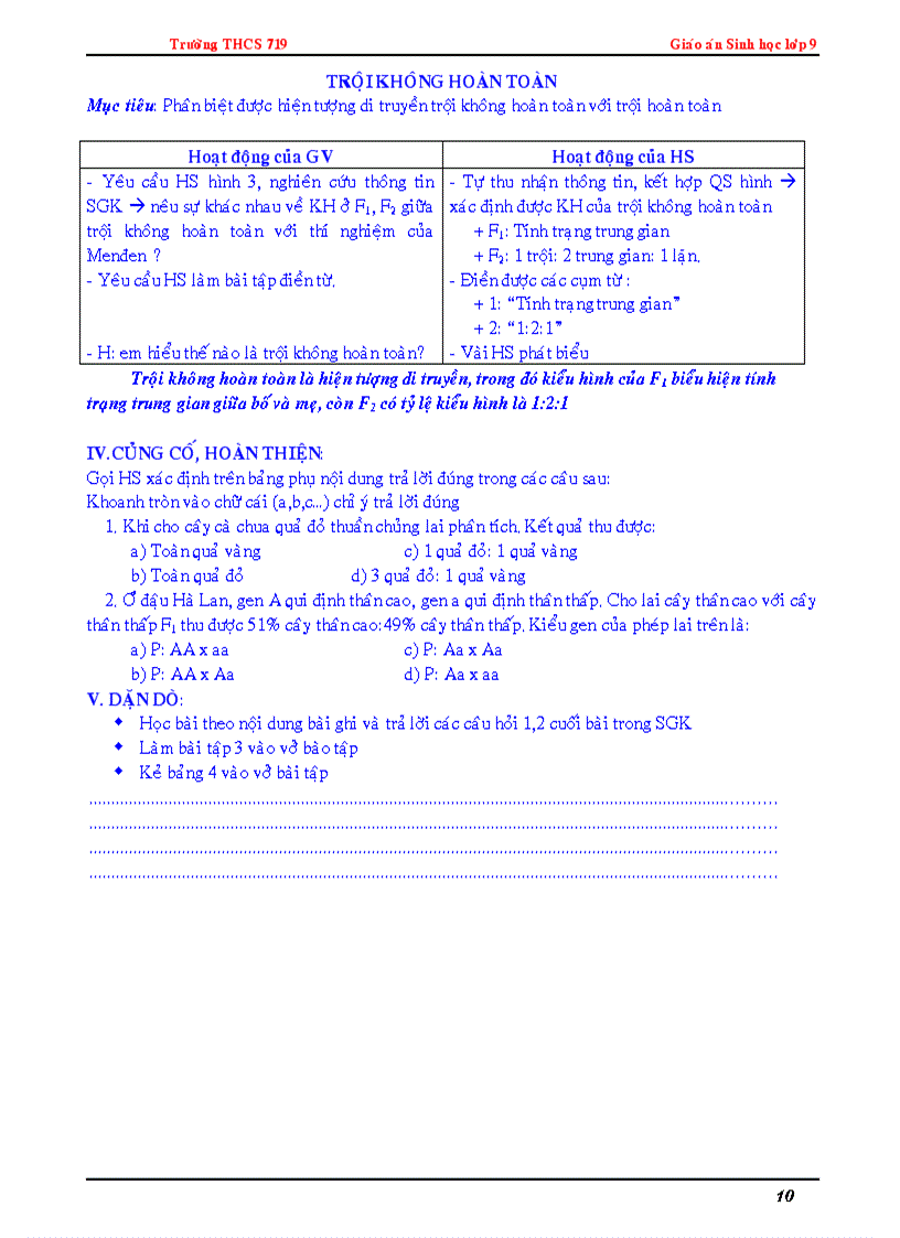 image for page Giáo án sinh 9 2 cột CKTKN 2010