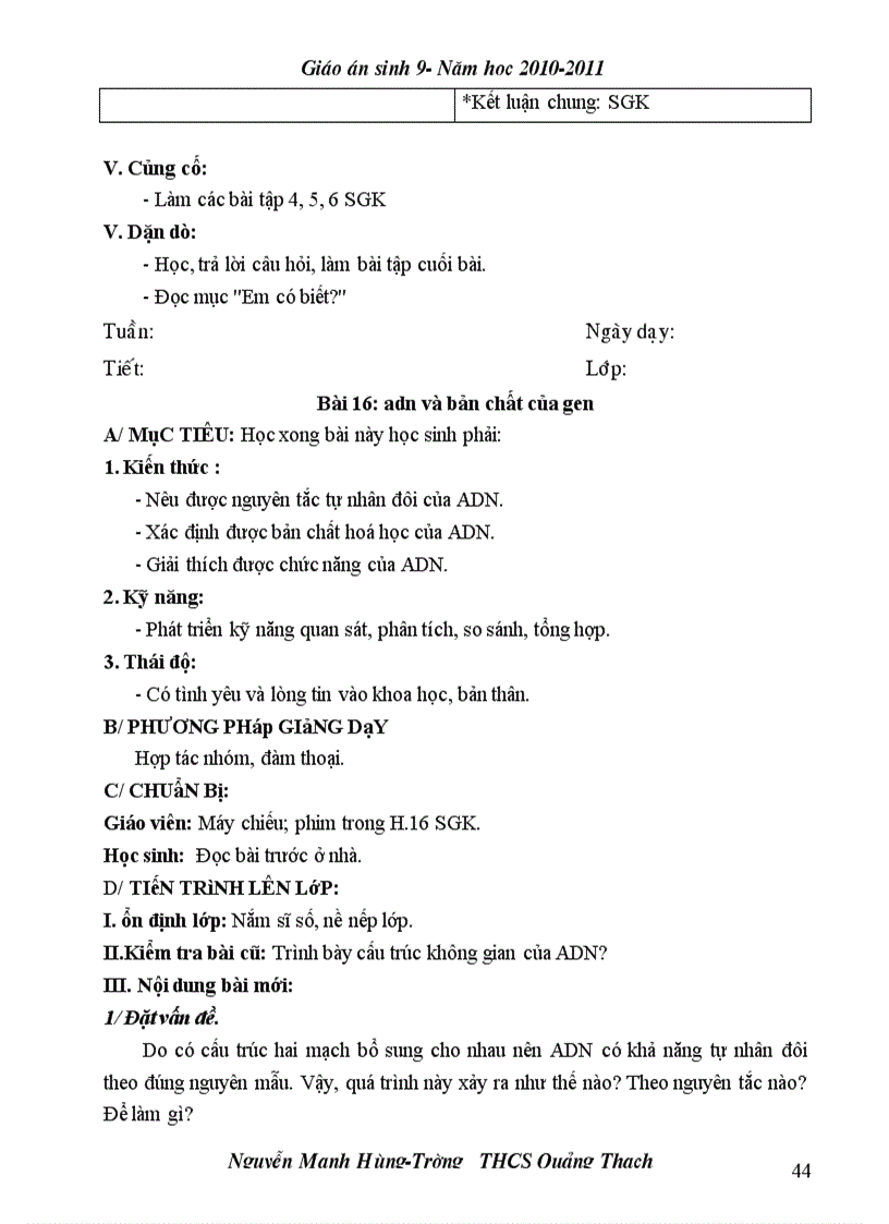 image for page Giao an sinh 9 2 cot co chuan KT KN