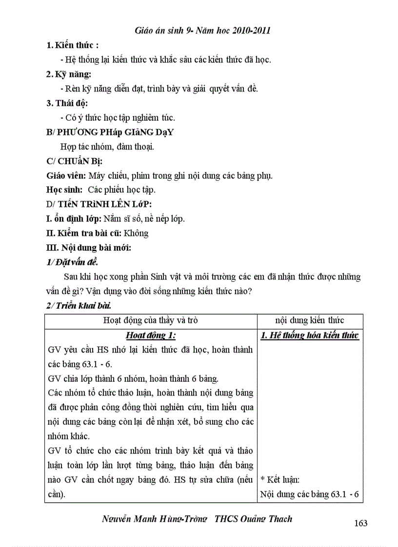 image for page Giao an sinh 9 2 cot co chuan KT KN