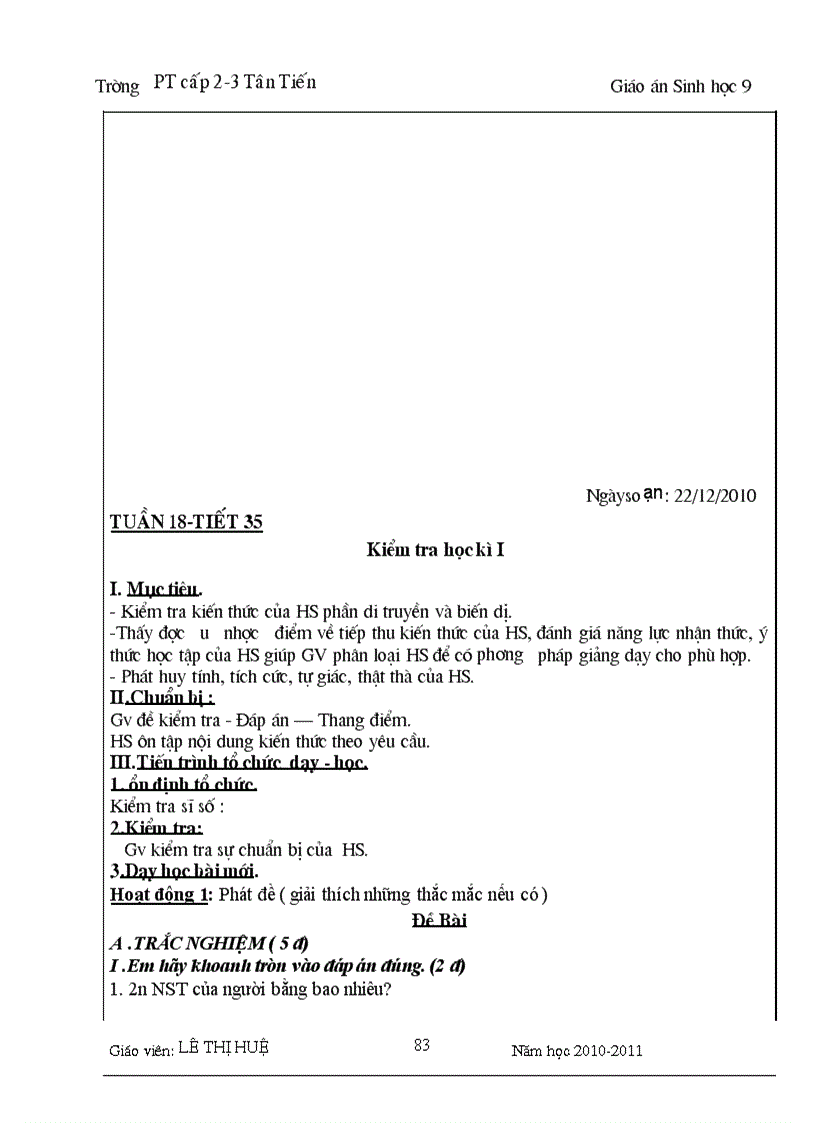 image for page Giáo án sinh 9 đãchỉnh sửa năm 2011