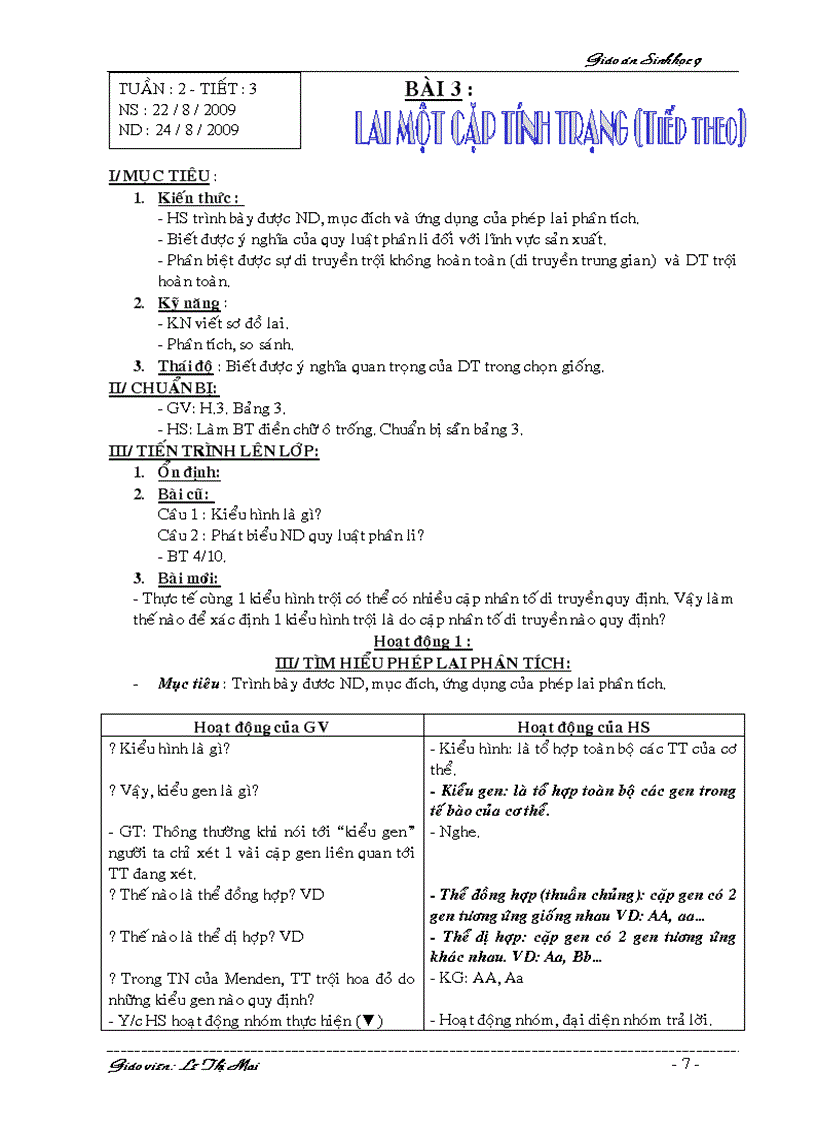 image for page Giáo án Sinh 9 HKI 2 cột k cần chỉnh sửa