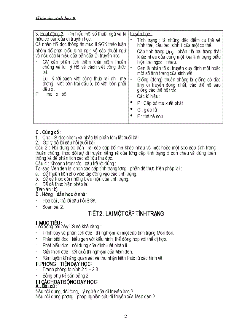 image for page Giáo án sinh 9 năm học 2010 2011