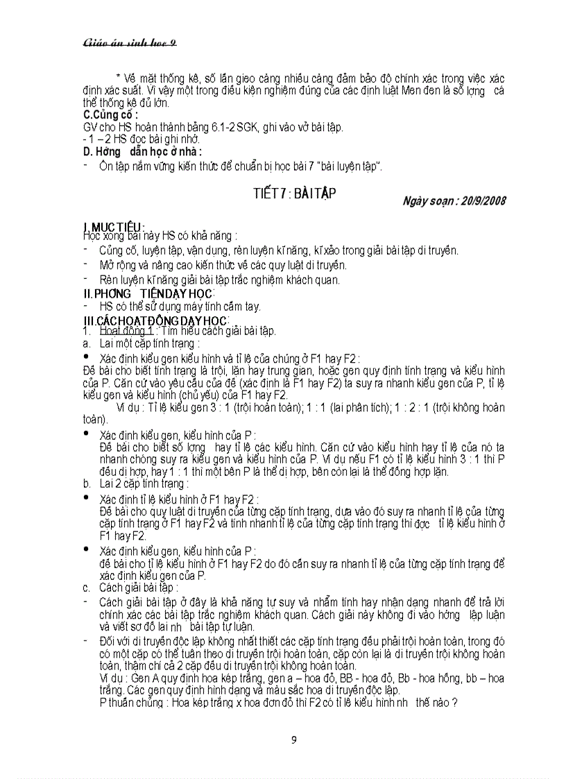 image for page Giáo án sinh 9 năm học 2010 2011