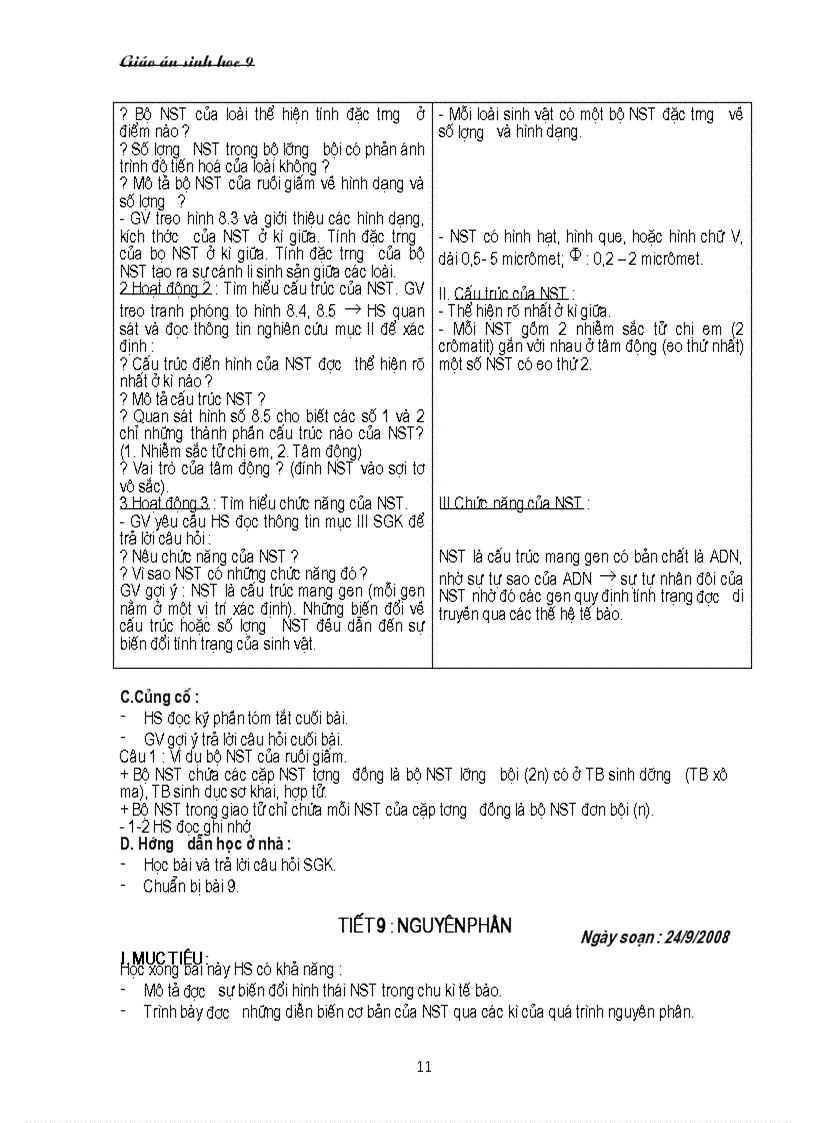 image for page Giáo án sinh 9 năm học 2010 2011