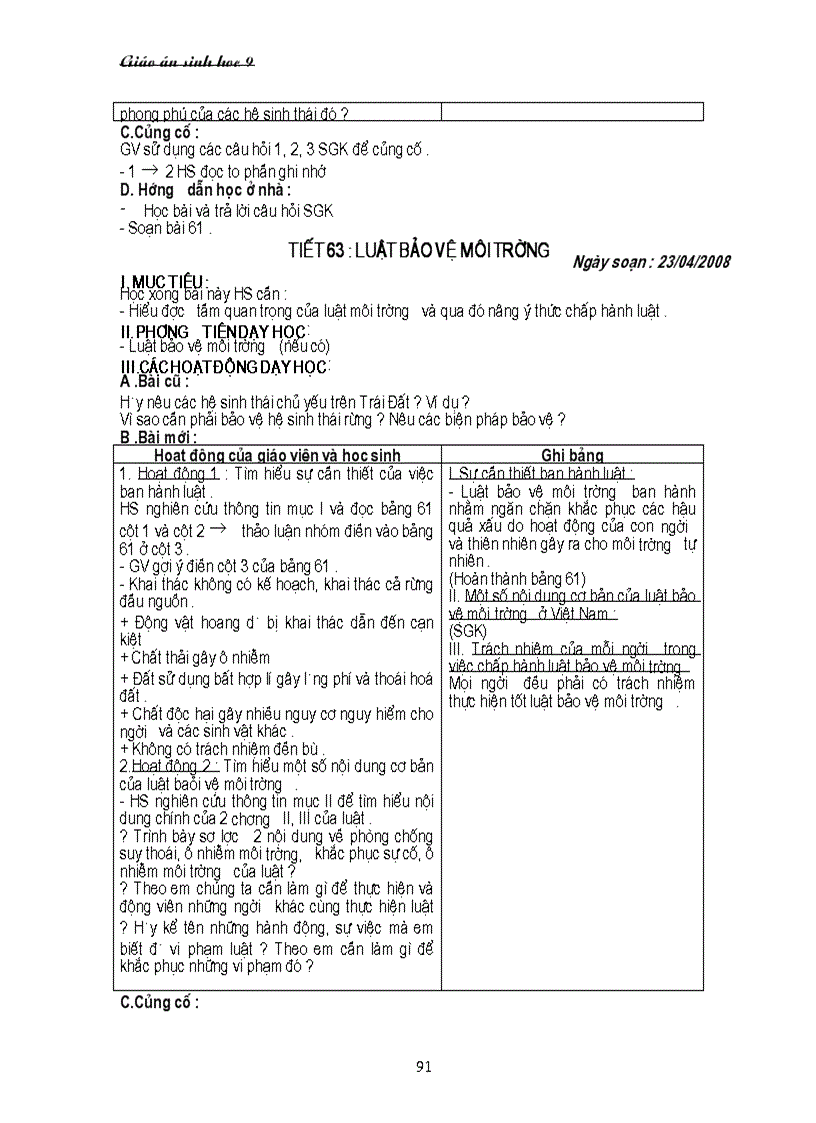 image for page Giáo án sinh 9 năm học 2010 2011