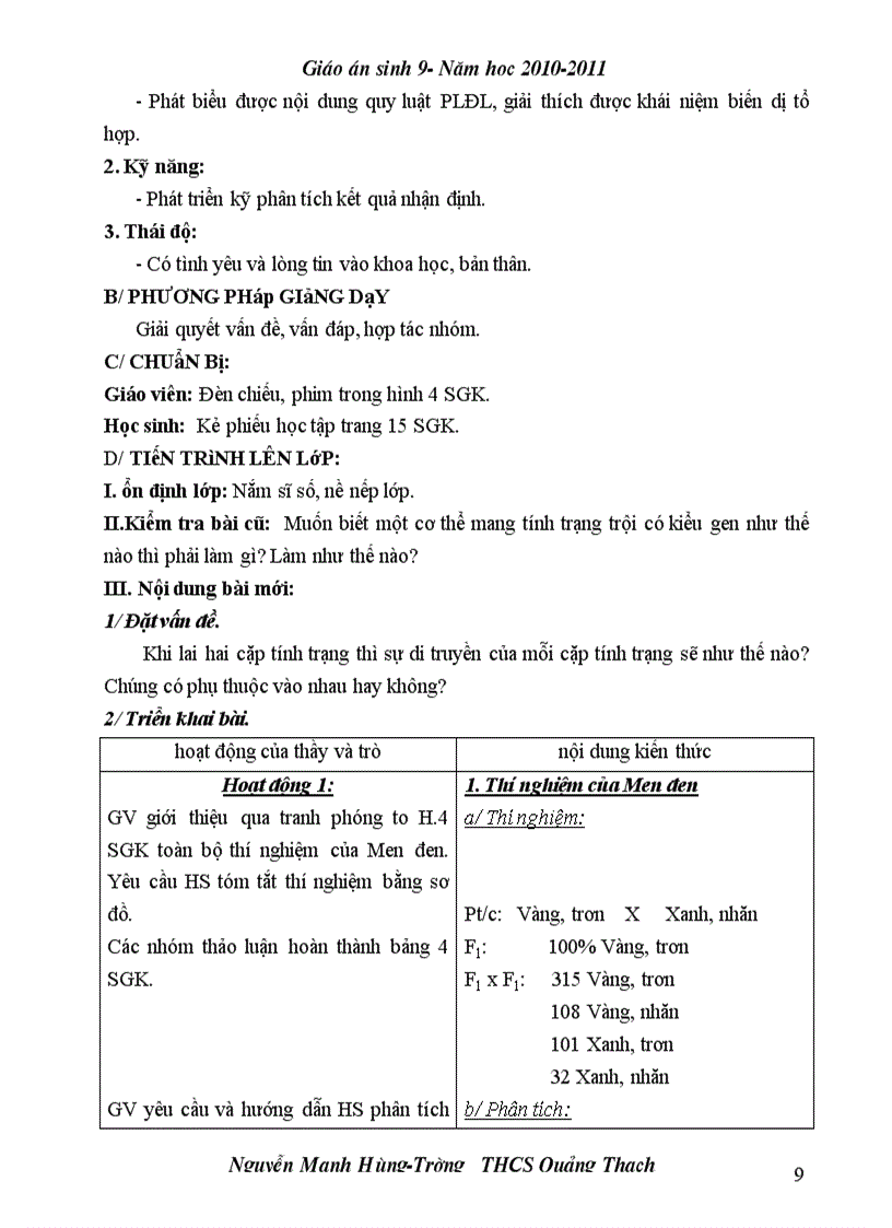 image for page Giao an Sinh 9 Theo chuan kien thuc ky nang