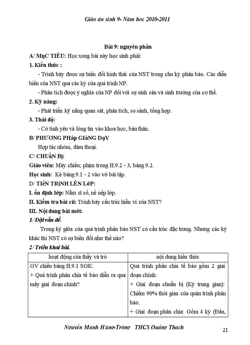 image for page Giao an Sinh 9 Theo chuan kien thuc ky nang