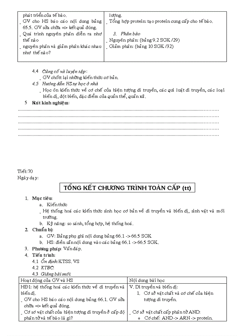 image for page Giao an sinh 9 Tiet 51 70