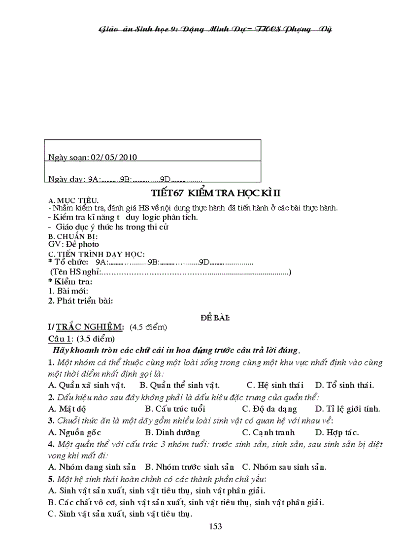 image for page Giao an Sinh hoc 9 nam hoc 2010 2011 Chuan