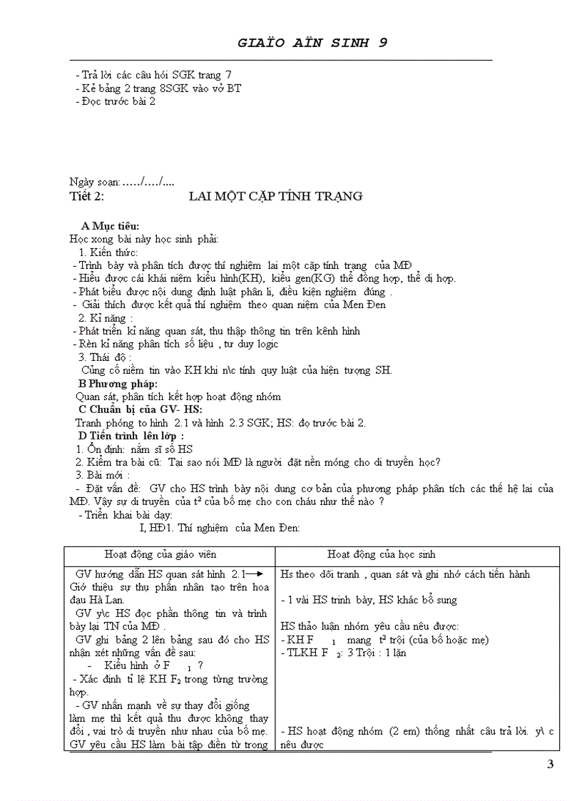 image for page Giáo án Sinh học Lớp 9