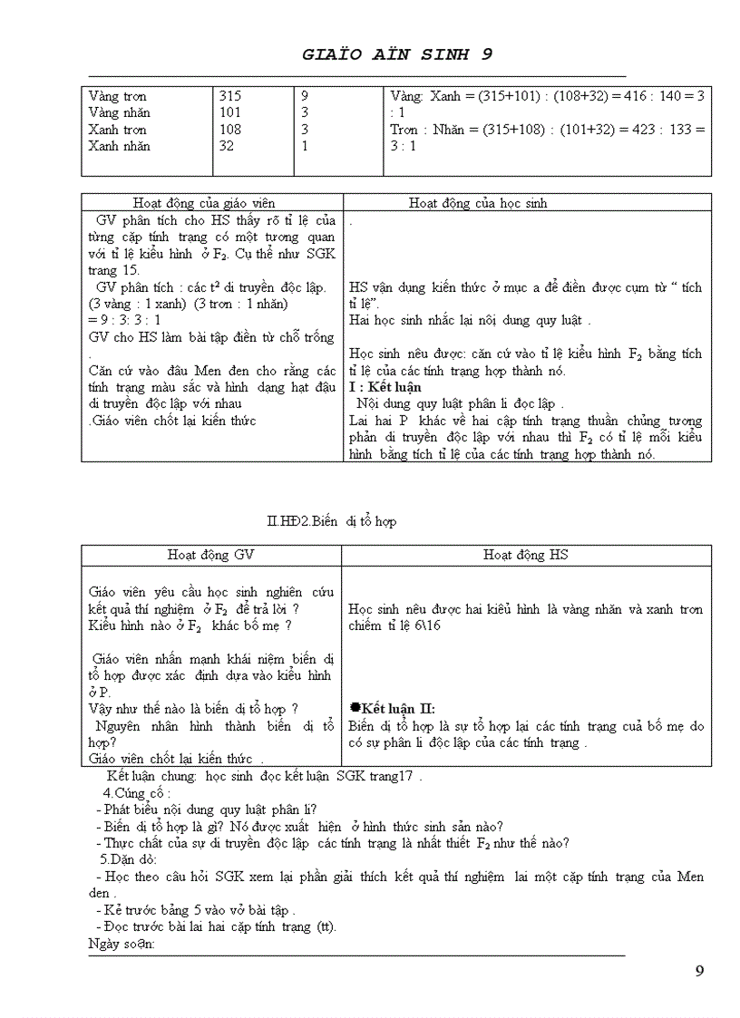image for page Giáo án Sinh học Lớp 9