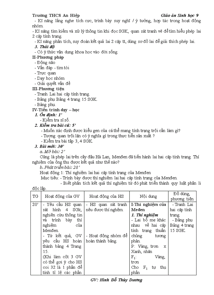 image for page Giáo án sinh 9 4 cột 1