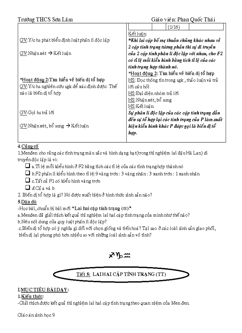 image for page Giáo án Sinh 9 HK1 1