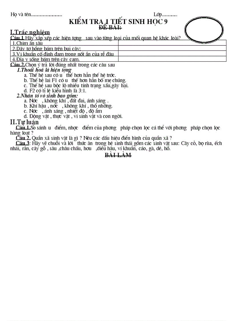 image for page Kiểm tra 1 tiết SH9 HKII