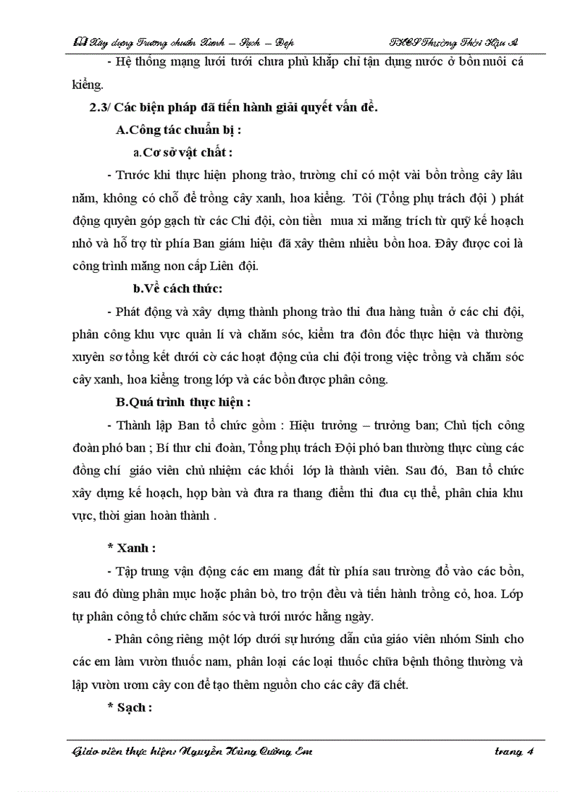 image for page Sáng kiến kinh nghiệm trường xanh sạch đạp