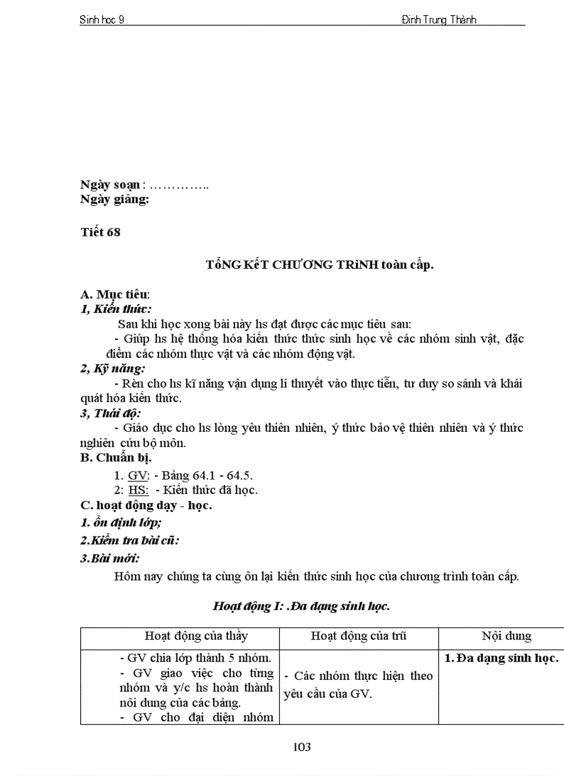 image for page SINH 9 KY II 2cot THANH G MINH