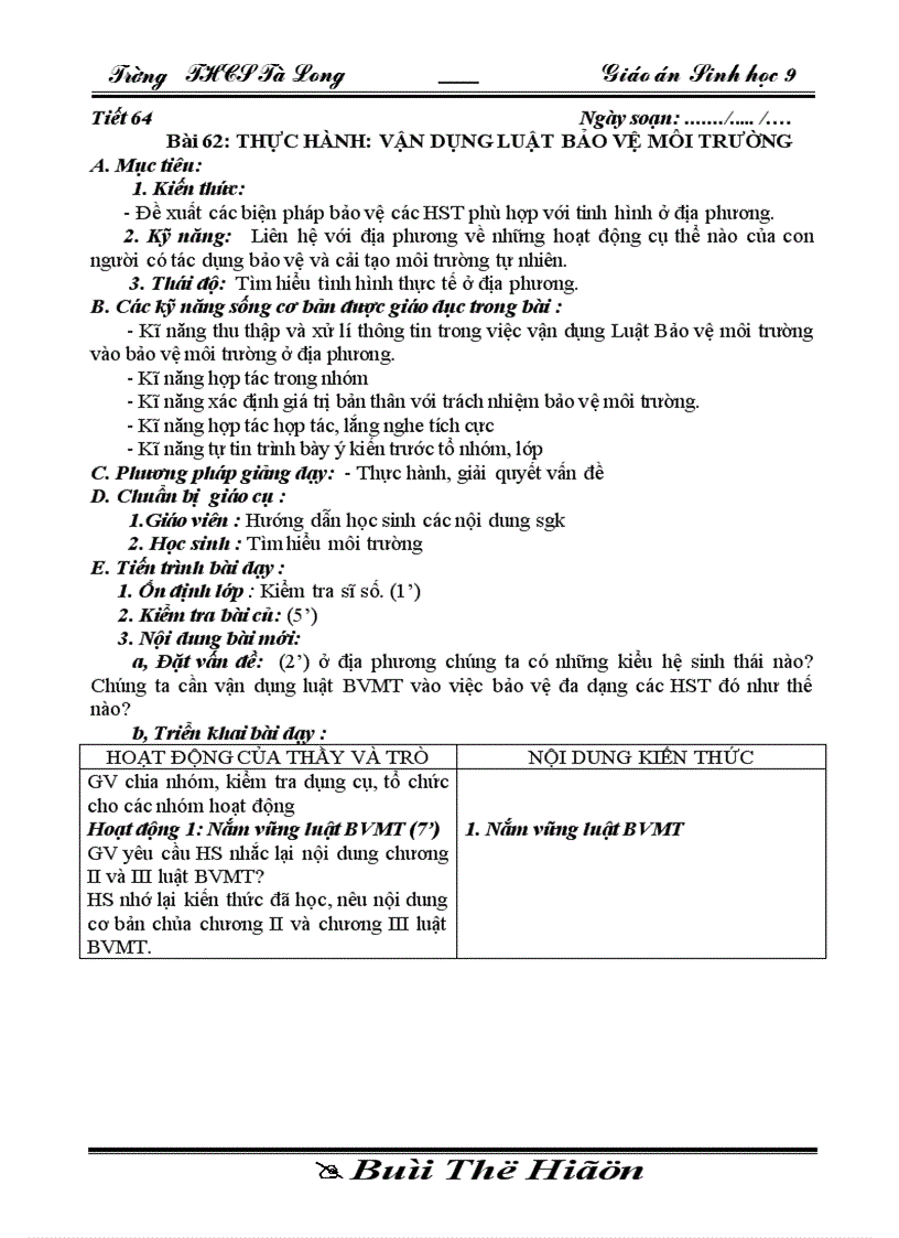 image for page Sinh 9 tiet 64 theo chuan KT KN co KNS