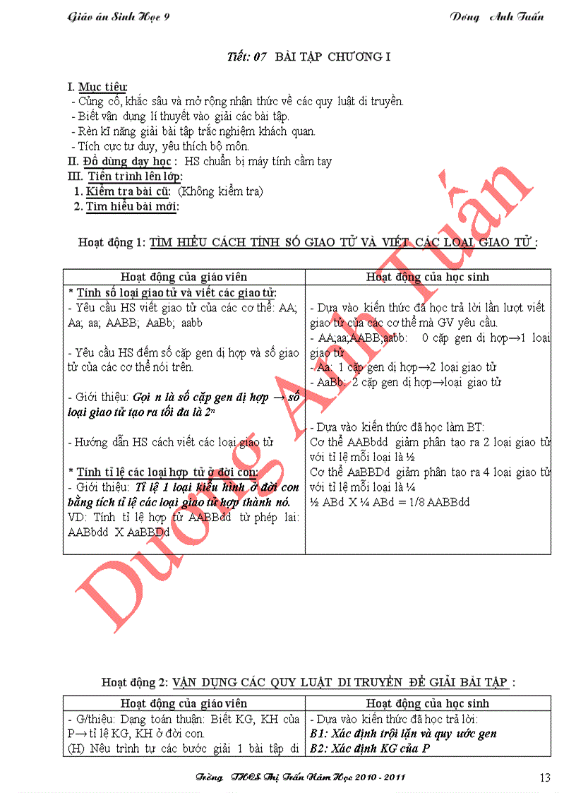 image for page Sinh Học 9 HKI 3 cột chuẩn