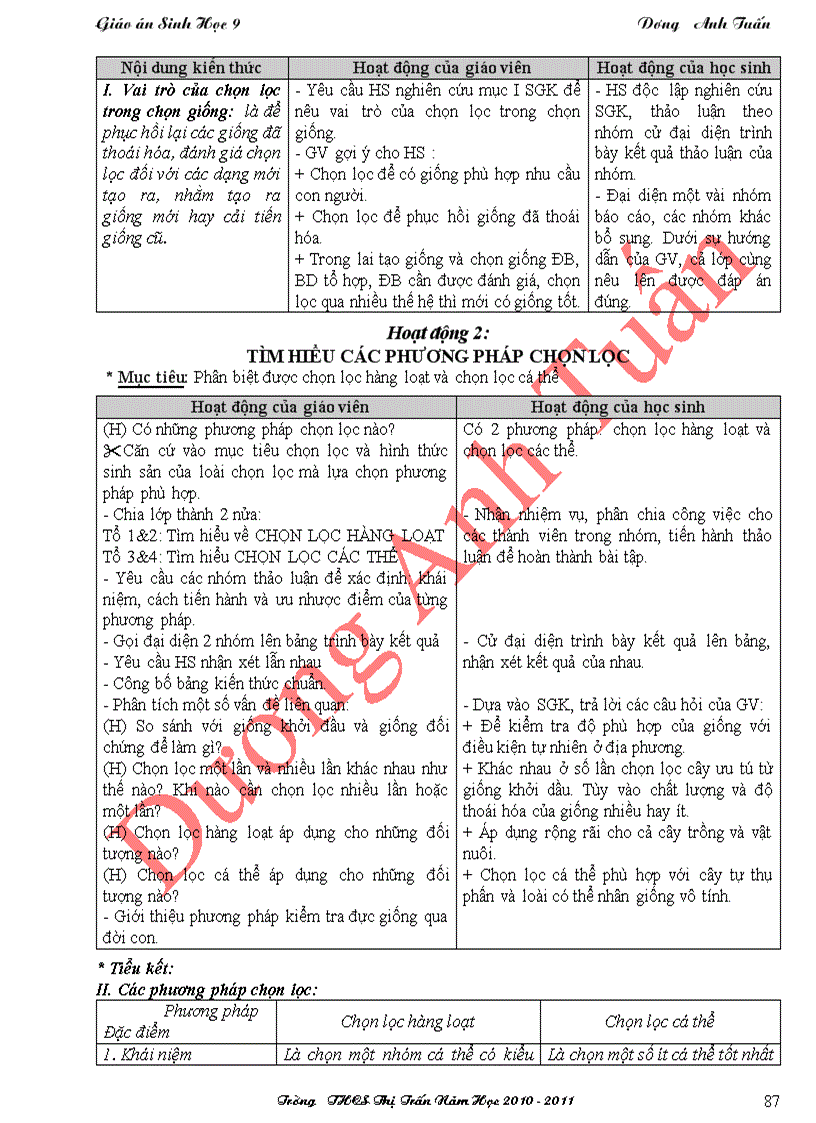 image for page Sinh Học 9 HKI 3 cột chuẩn