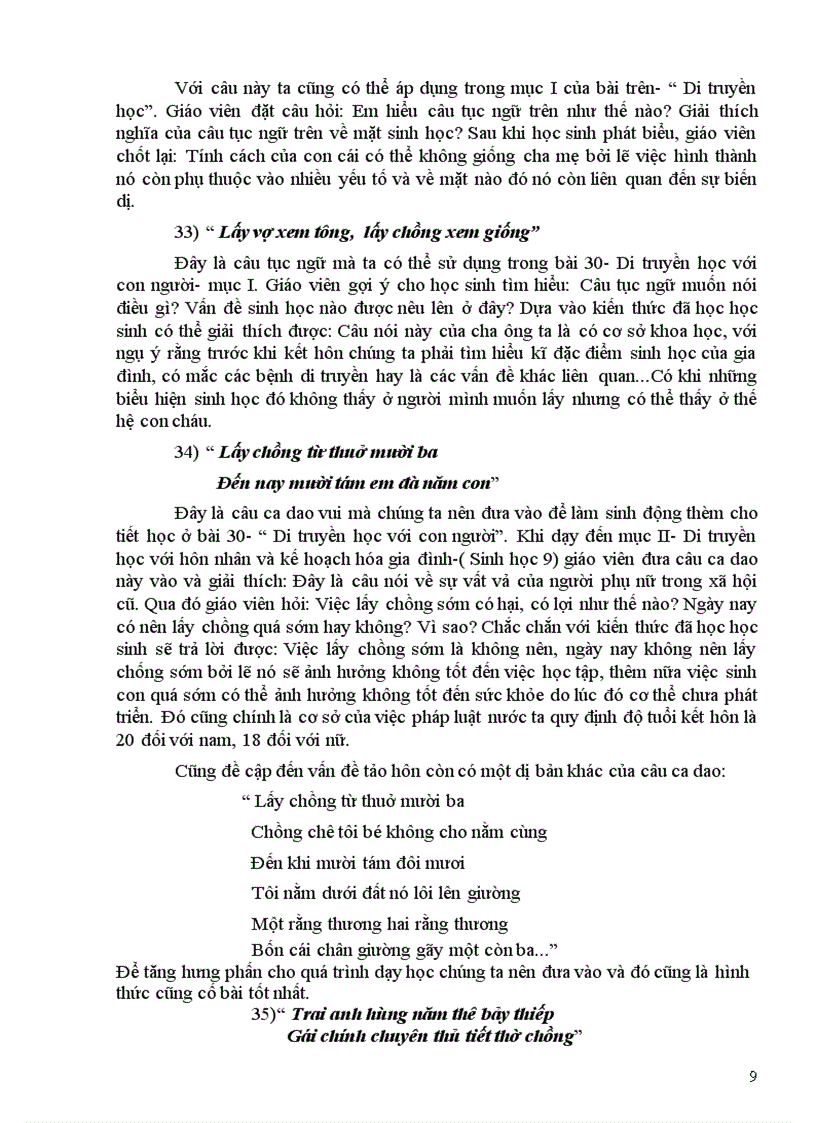 image for page Sử dụng ca dao tục ngữ trong day sinh học