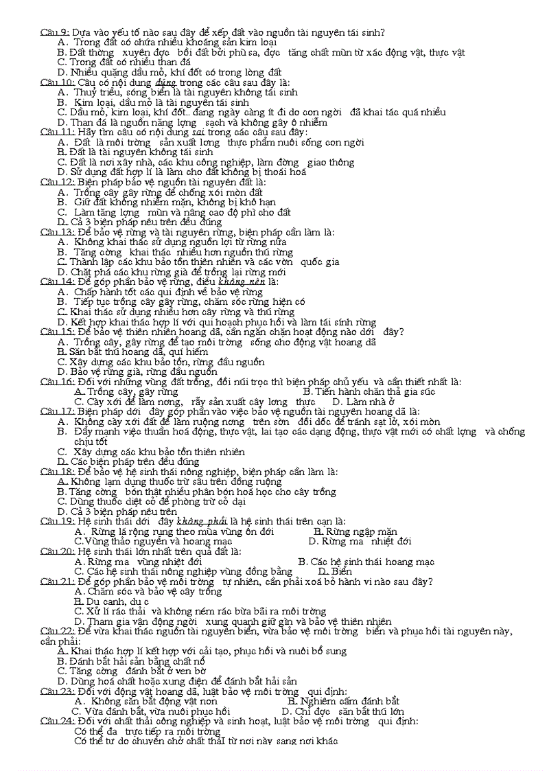 image for page Trắc nghiệm Sinh 9 HKII