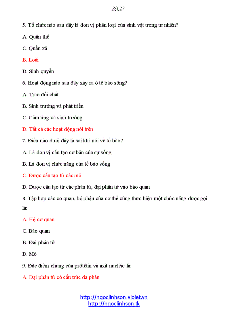 image for page 579 câu trắc nghiệm đáp án theo chương bài Sinh học 10