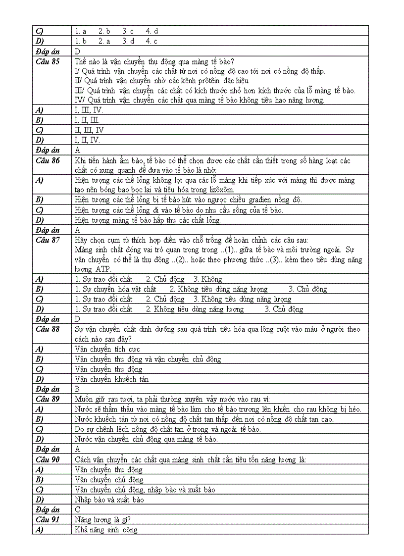image for page BT trắc nghiệm phần 2 Sinh học tế bào