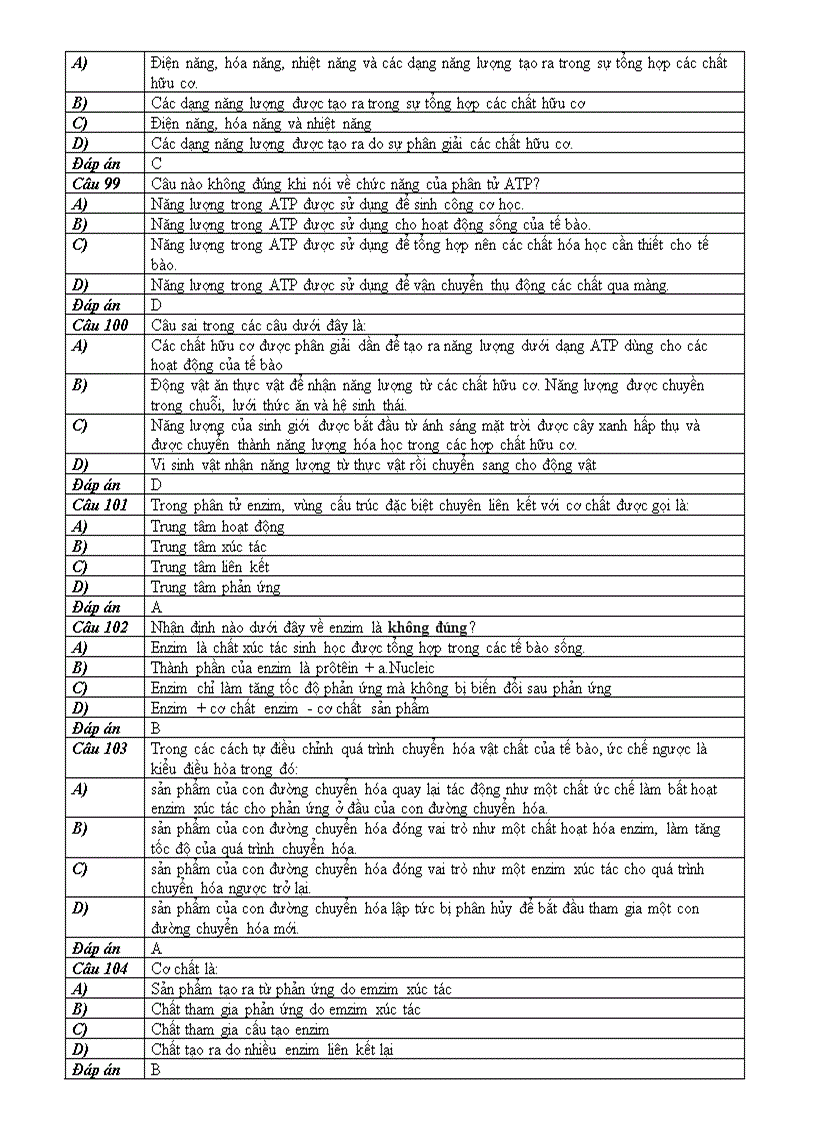 image for page BT trắc nghiệm phần 2 Sinh học tế bào