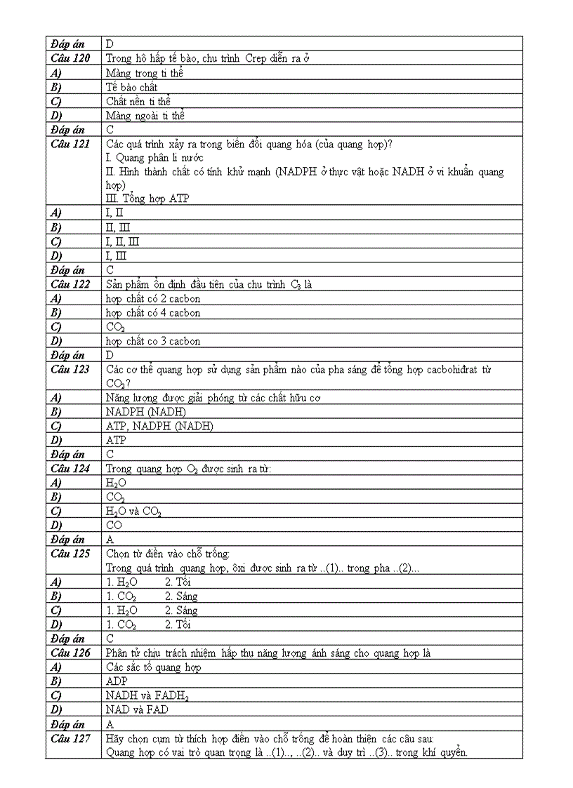 image for page BT trắc nghiệm phần 2 Sinh học tế bào