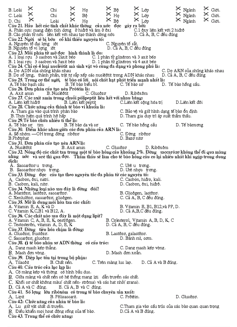 image for page Câu hỏi trắc nghiệm sinh học 10 cơ bản
