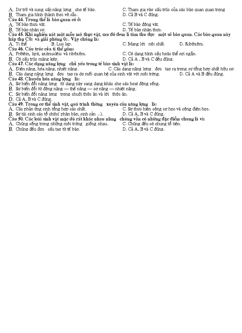 image for page Câu hỏi trắc nghiệm sinh học 10 cơ bản